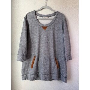 Soft Surroundings Womens Gray Marled French Terry Tunic Sweatshirt L